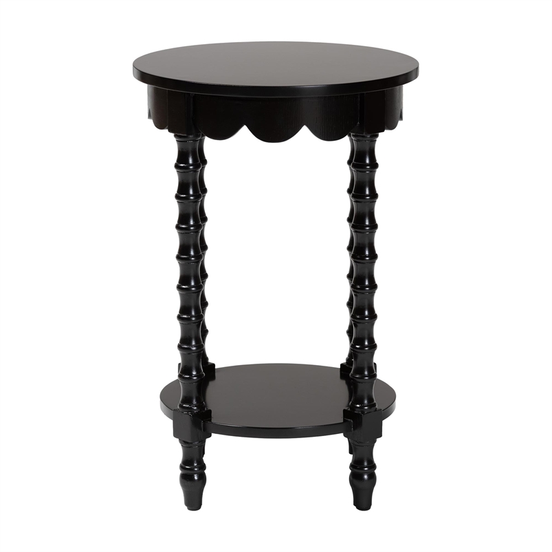 Baxton Studio Sally Round Nightstand with Bamboo Inspired Legs Black