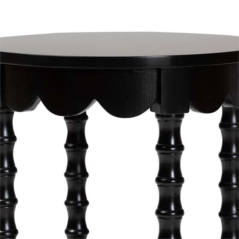 Baxton Studio Sally Round Nightstand with Bamboo Inspired Legs Black