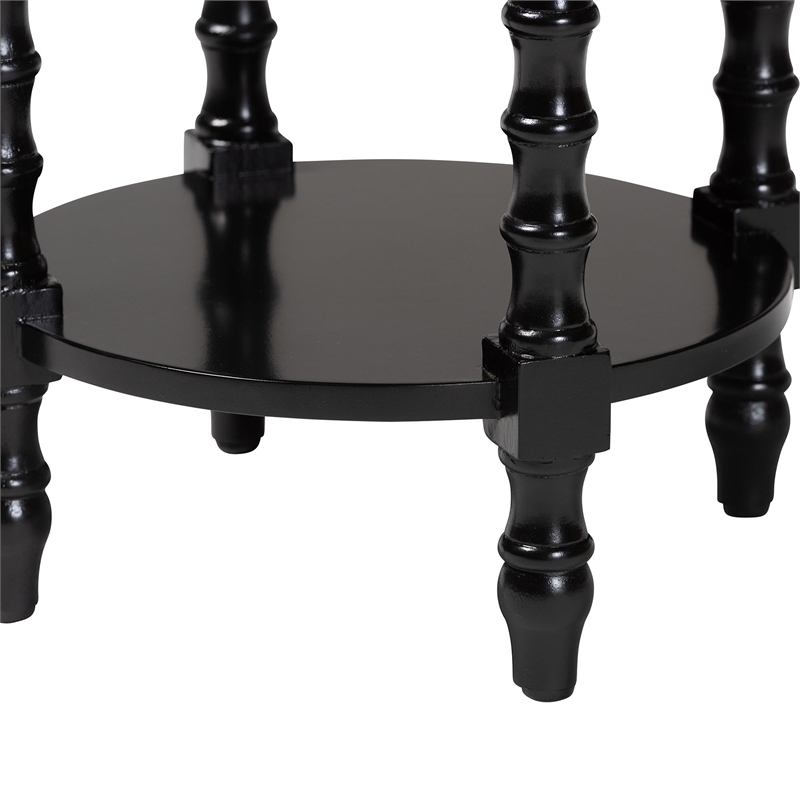 Baxton Studio Sally Round Nightstand with Bamboo Inspired Legs Black