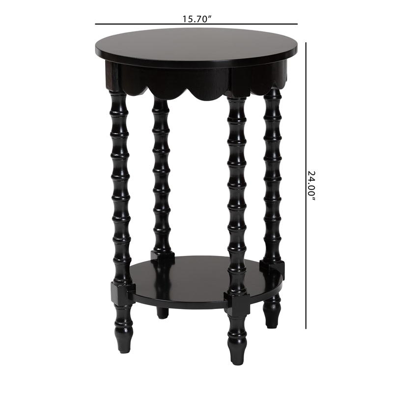 Baxton Studio Sally Round Nightstand with Bamboo Inspired Legs Black