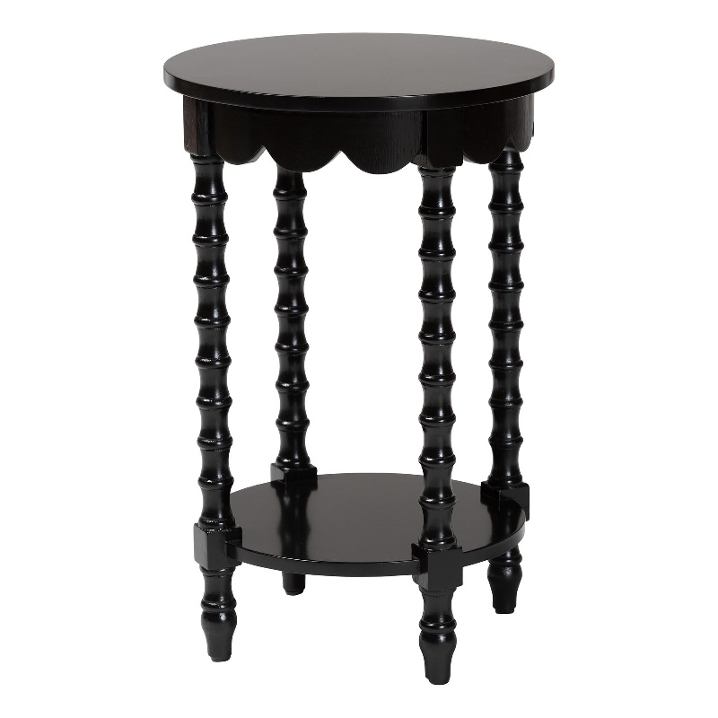 Baxton Studio Sally Round Nightstand with Bamboo Inspired Legs Black