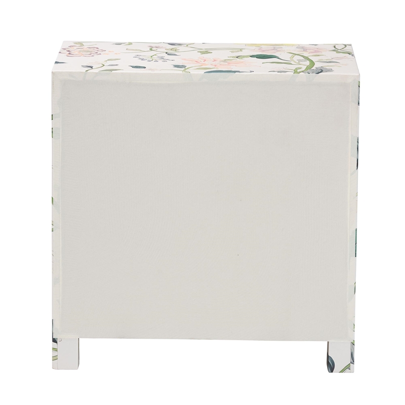 Baxton Studio Connery Floral  End Table 3-Drawer Decorative Storage Cabinet