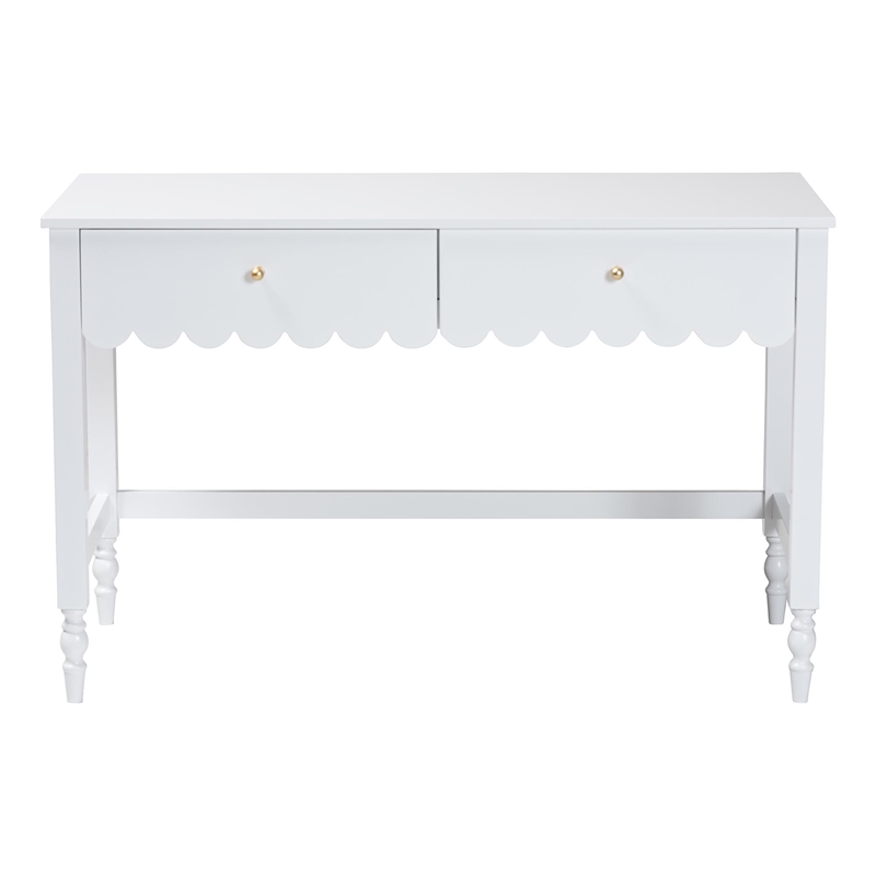 Baxton Studio Roni Writing Desk with Drawers Modern Cottage Style Desk White