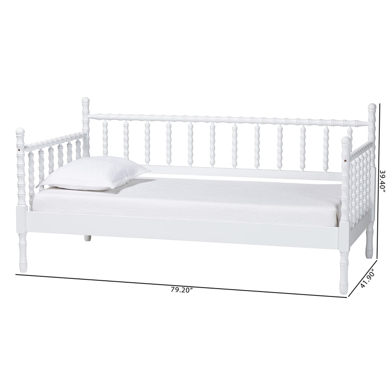 Baxton Studio Laurent Daybed Spindle Platform Bed Frame White