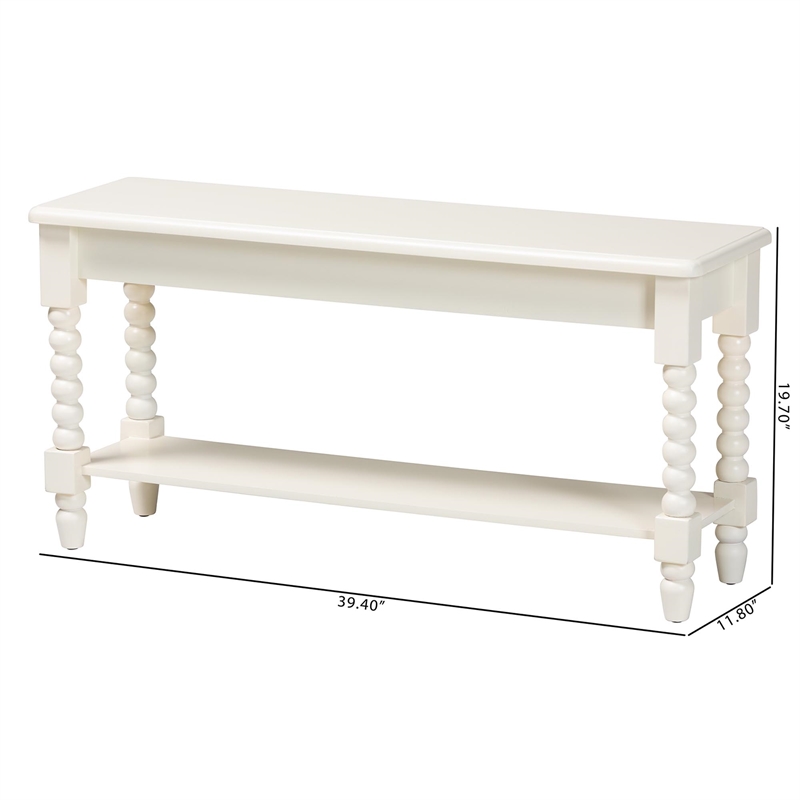 Baxton Studio Bayard Accent Bench with Bobbin Legs - Spindle Leg Entryway Bench