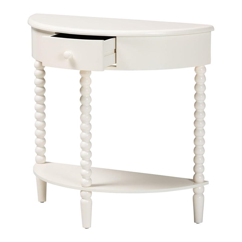 Baxton Studio Raynera Bobbin-Leg Demilune Console Table Half-Moon Accent Table