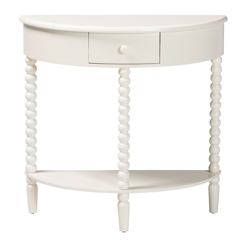 Baxton Studio Raynera Bobbin-Leg Demilune Console Table Half-Moon Accent Table