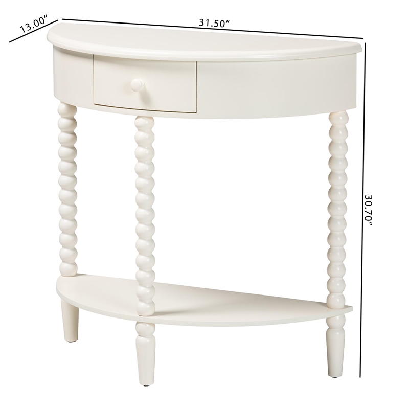 Baxton Studio Raynera Bobbin-Leg Demilune Console Table Half-Moon Accent Table