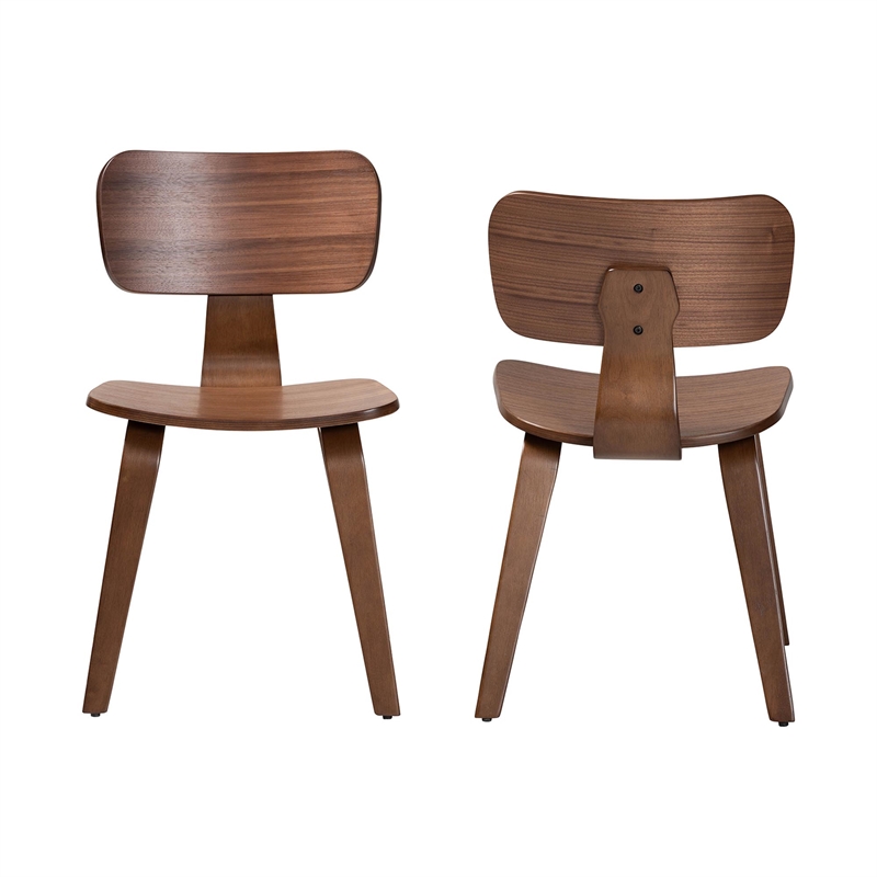 Baxton Studio Billie Wood 2-Piece Dining Chair Set Bentwood Frame Seating