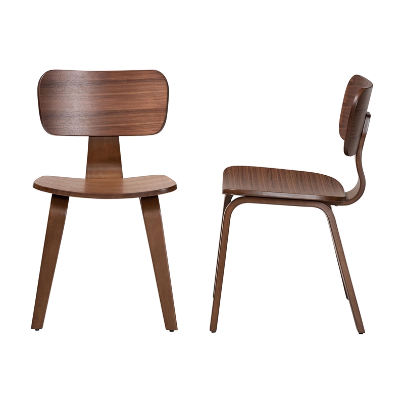 Baxton Studio Billie Wood 2-Piece Dining Chair Set Bentwood Frame Seating