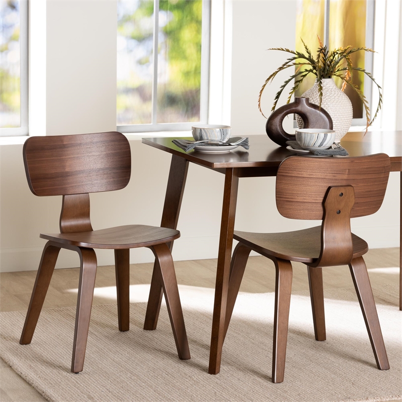 Baxton Studio Billie Wood 2-Piece Dining Chair Set Bentwood Frame Seating
