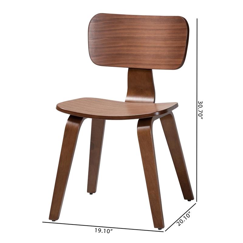 Baxton Studio Billie Wood 2-Piece Dining Chair Set Bentwood Frame Seating