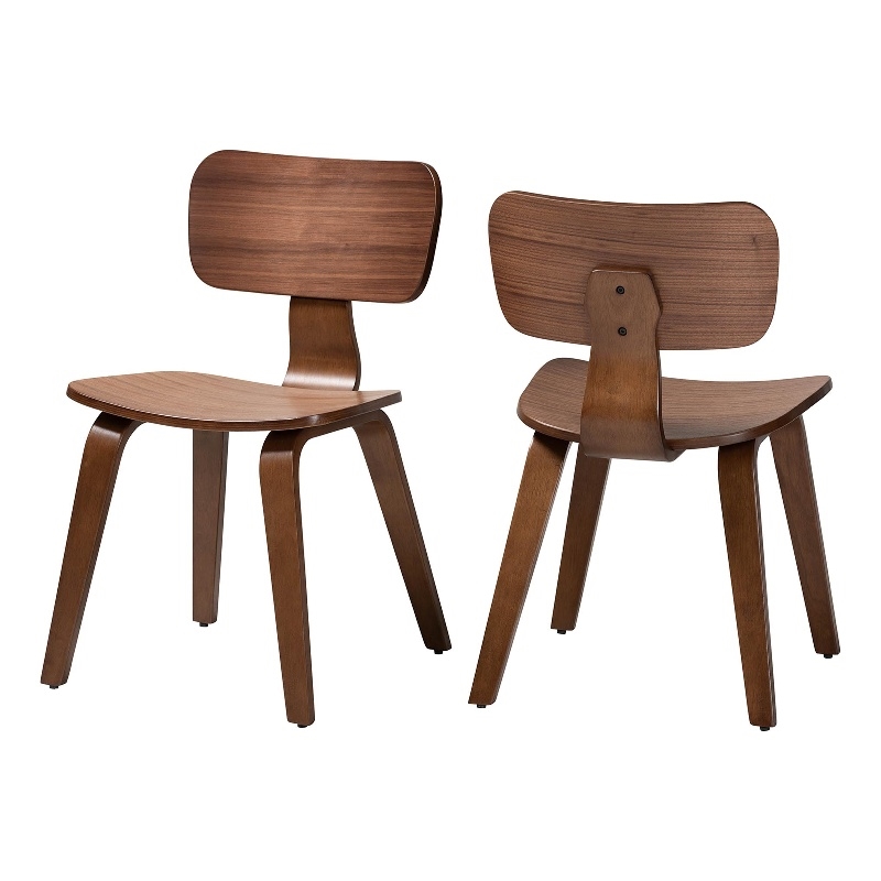 Baxton Studio Billie Wood 2-Piece Dining Chair Set Bentwood Frame Seating