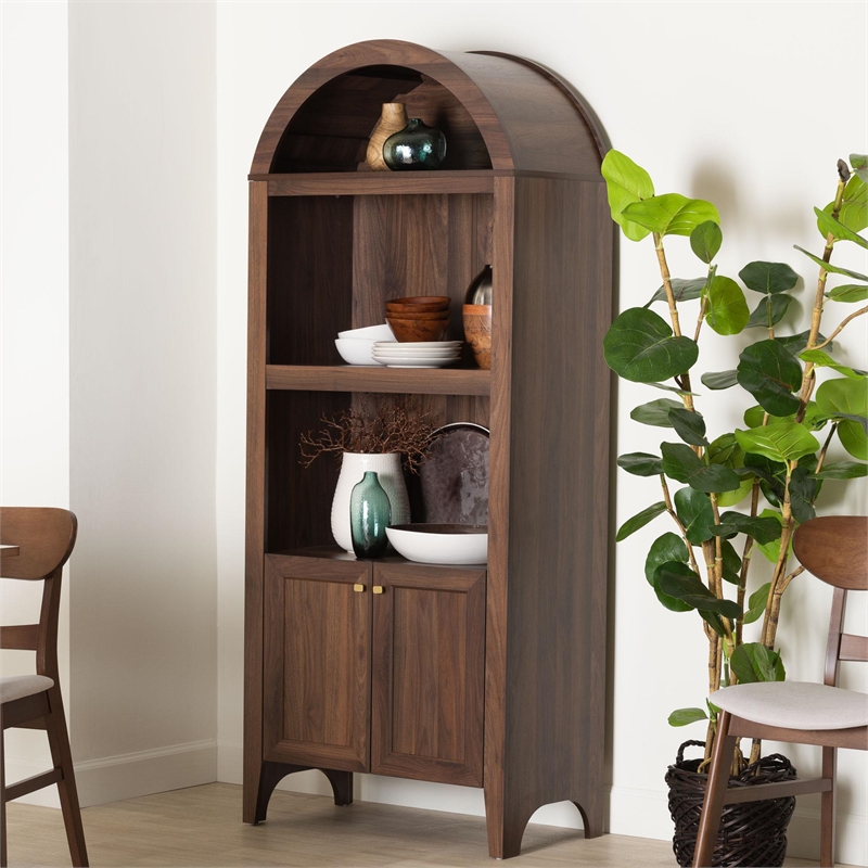 Baxton Studio Hayes Wood Cabinet with Arch Top Modern Display Piece