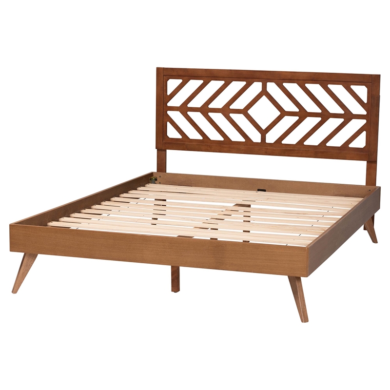 Baxton Studio Chinedu Platform Bed Mid-Century Modern Bed Queen