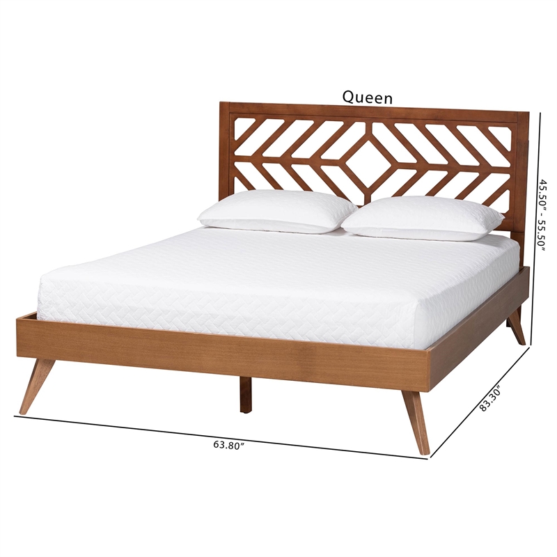 Baxton Studio Chinedu Platform Bed Mid-Century Modern Bed Queen