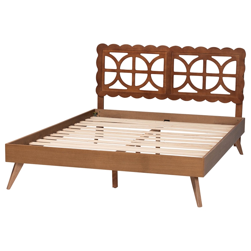 Baxton Studio Shukura Platform Bed Mid-Century Modern Bed Queen