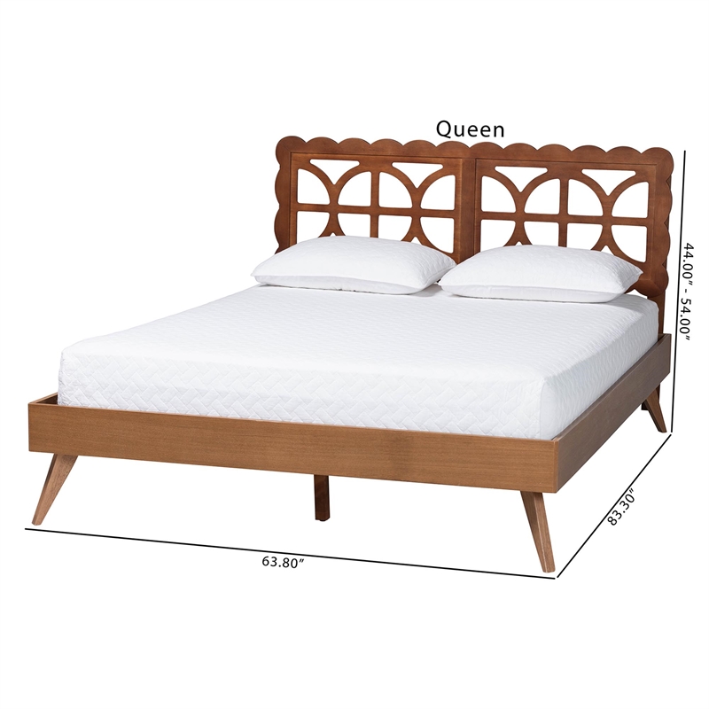 Baxton Studio Shukura Platform Bed Mid-Century Modern Bed Queen