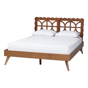 Baxton Studio Shukura Platform Bed Mid-Century Modern Bed Queen