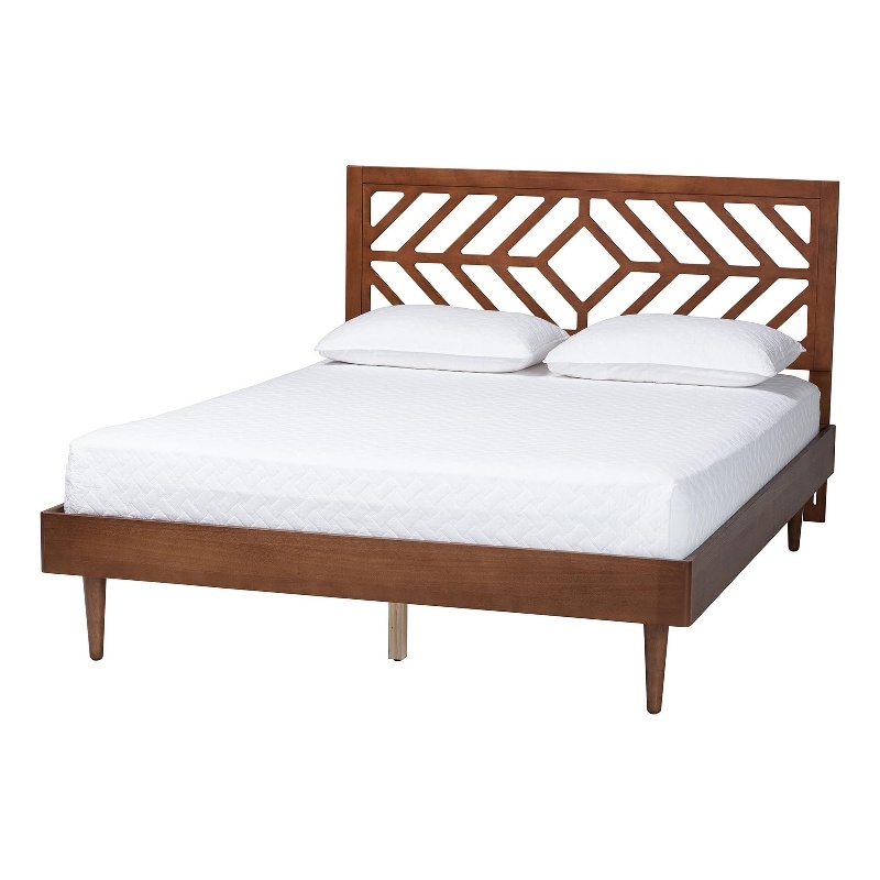 Baxton Studio Zola Platform Bed Mid-Century Modern Bed Queen