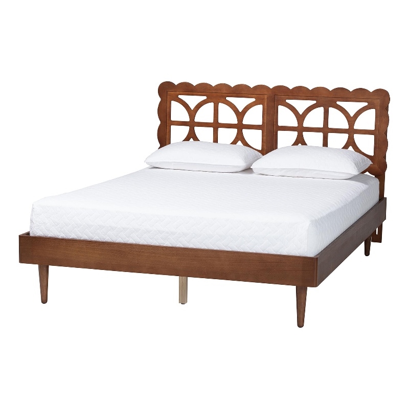 Baxton Studio Onyeka Platform Bed Mid-Century Modern Bed Queen