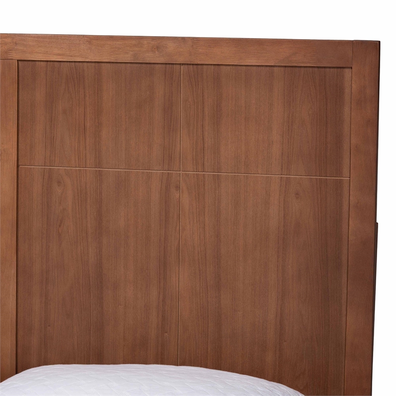 Baxton Studio Noela Platform Bed Mid-Century Modern Wood Bed Frame Queen