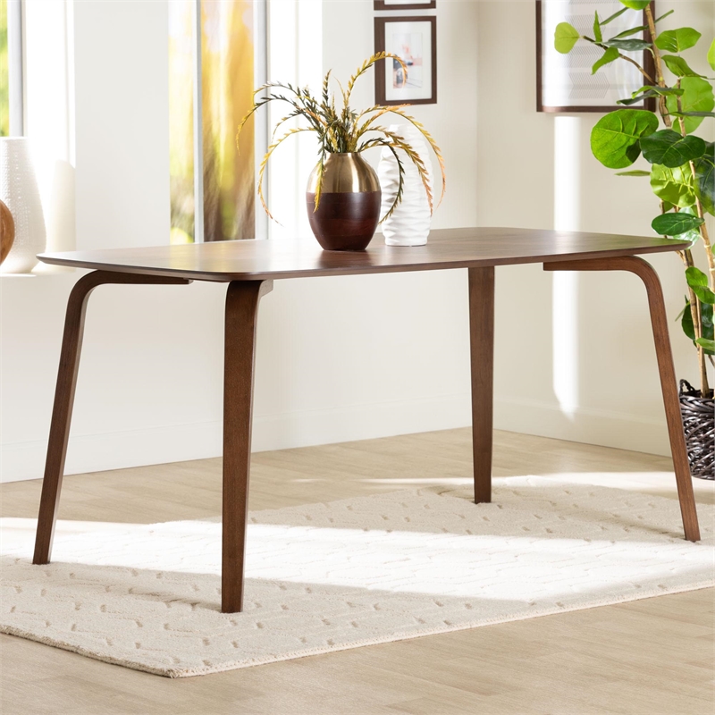 Baxton Studio Billie Wood Dining Table Bentwood Leg Table with Rectangular Top