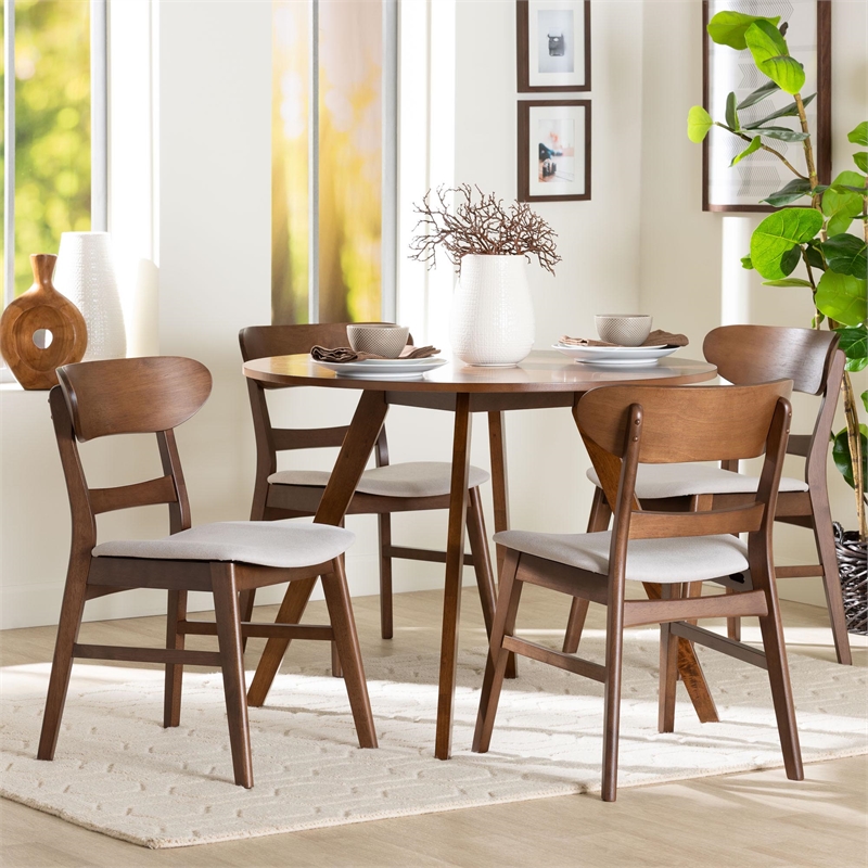 Baxton Studio Reva Wood 5-Piece Dining Set Mid-Century Modern Table