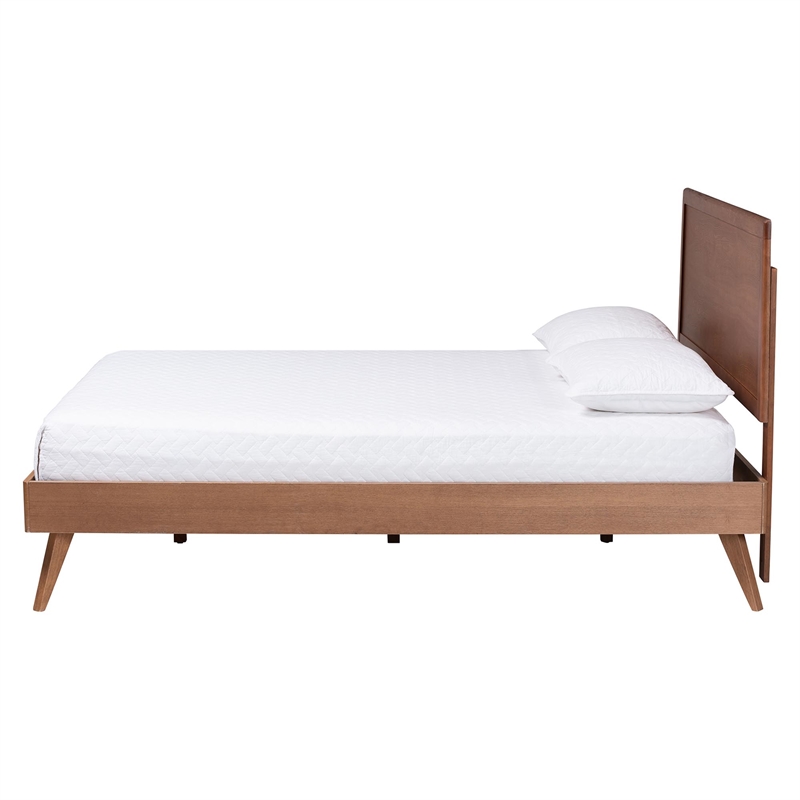 Baxton Studio Jiro Platform Bed Mid-Century Modern Wood Bed Frame Full