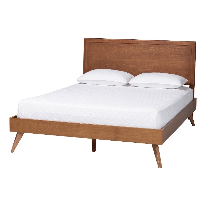 Baxton Studio Jiro Platform Bed Mid-Century Modern Wood Bed Frame Full