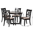 Baxton Studio Penny 5-Piece Dining Set Compact Mid-Century Round Table Sand