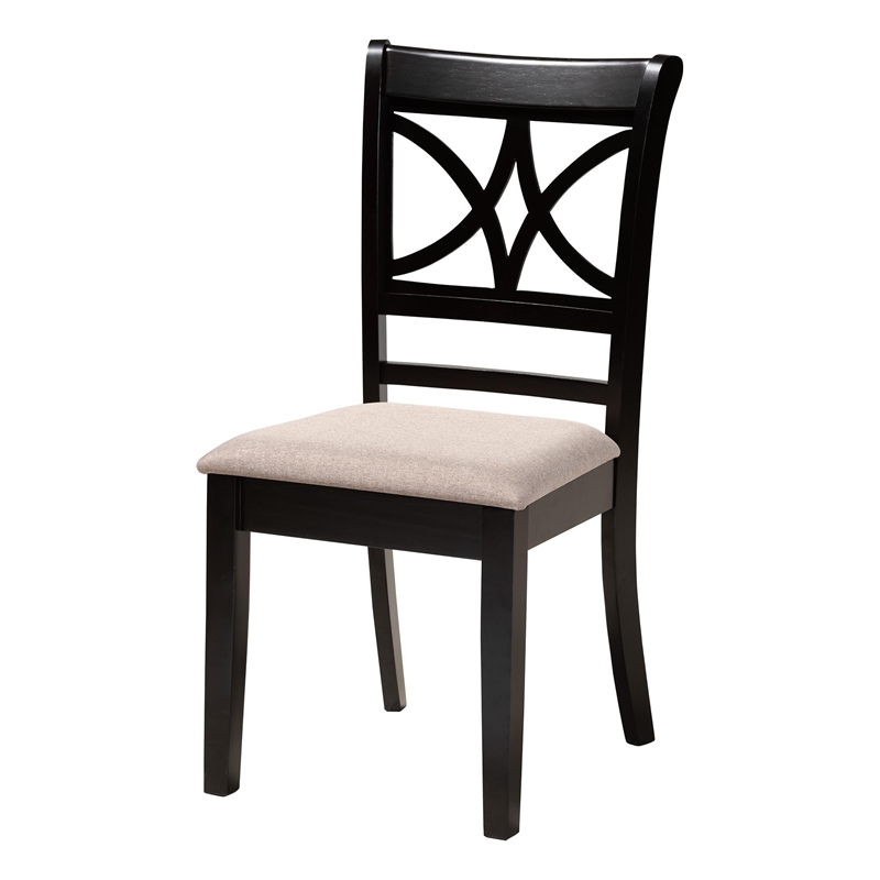 Baxton Studio Julia 5-Piece Dining Set Compact Mid-Century Round Table Sand