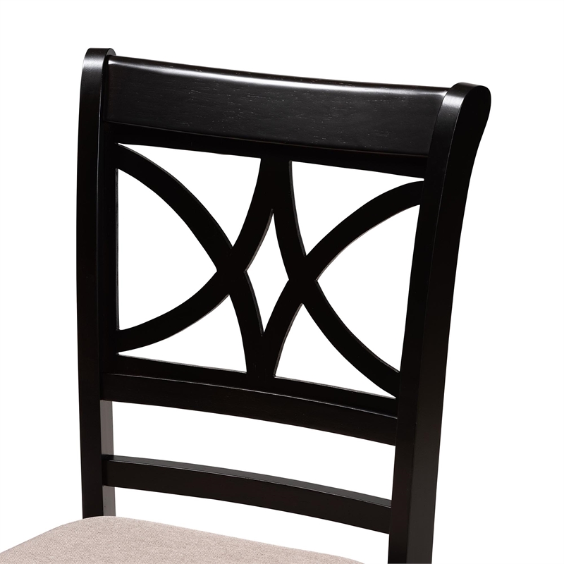 Baxton Studio Julia 5-Piece Dining Set Compact Mid-Century Round Table Sand