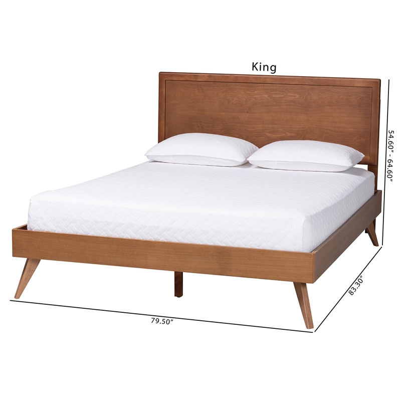 Baxton Studio Jiro Platform Bed - Mid-Century Modern Wood Bed Frame King