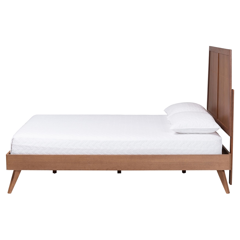 Baxton Studio Noela Platform Bed Mid-Century Modern Wood Bed Frame King
