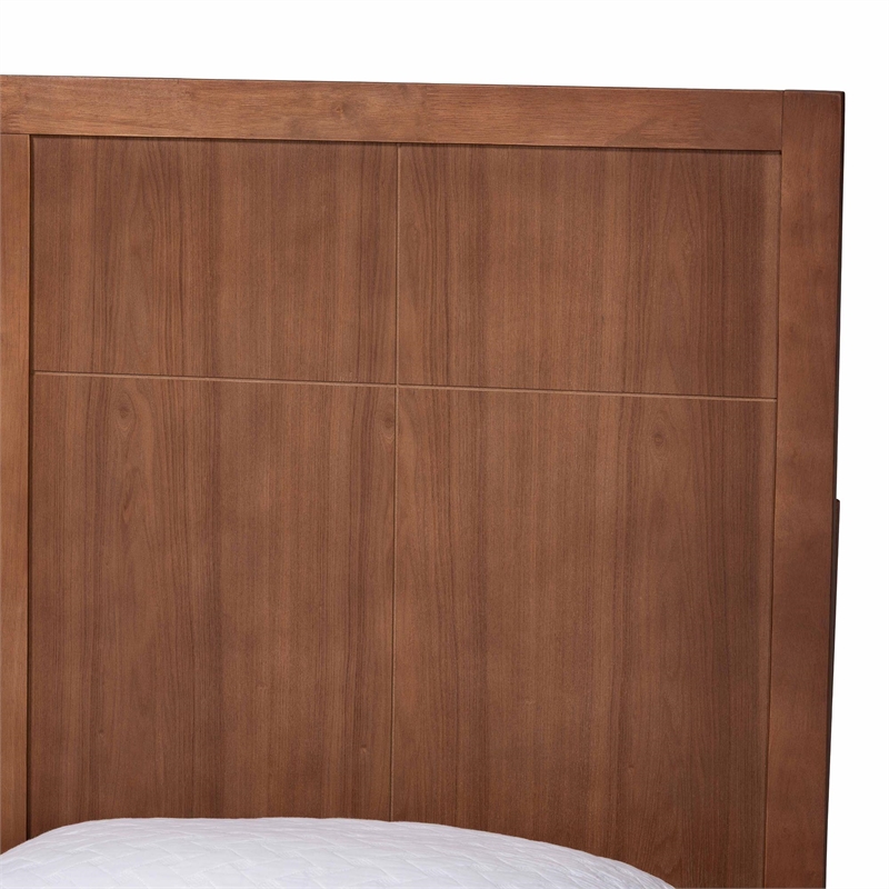 Baxton Studio Noela Platform Bed Mid-Century Modern Wood Bed Frame King