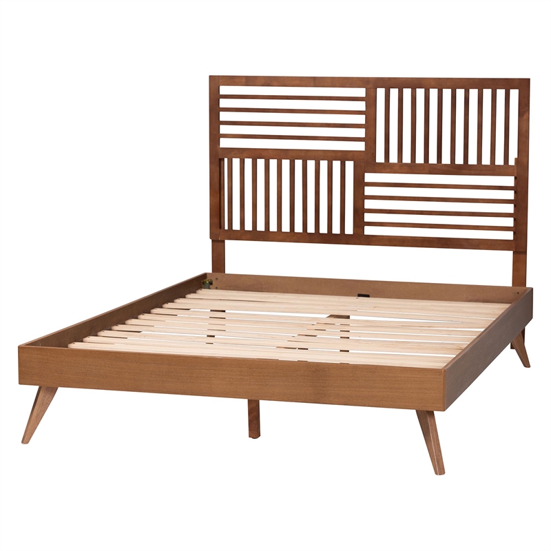 Baxton Studio Gemma Platform Bed Mid-Century Modern Bed Frame King
