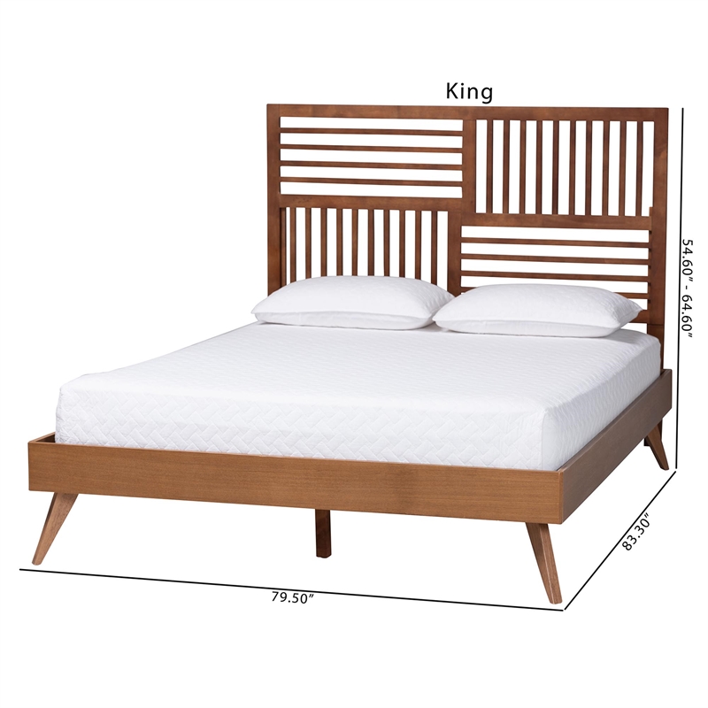 Baxton Studio Gemma Platform Bed Mid-Century Modern Bed Frame King