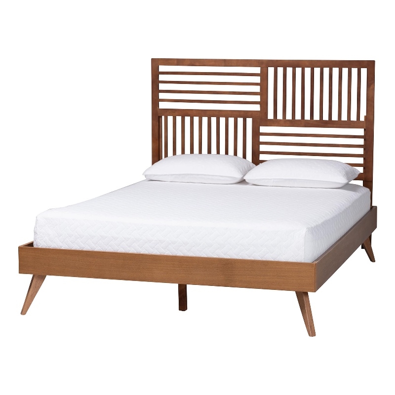 Baxton Studio Gemma Platform Bed Mid-Century Modern Bed Frame King