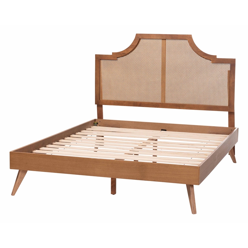 Baxton Studio Rodolfo Platform Bed Mid-Century Modern Bed King