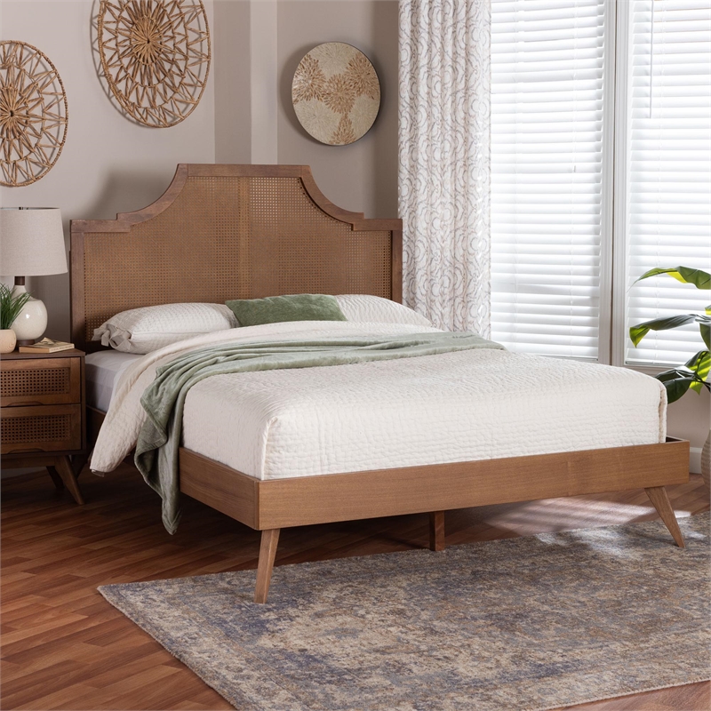 Baxton Studio Rodolfo Platform Bed Mid-Century Modern Bed King