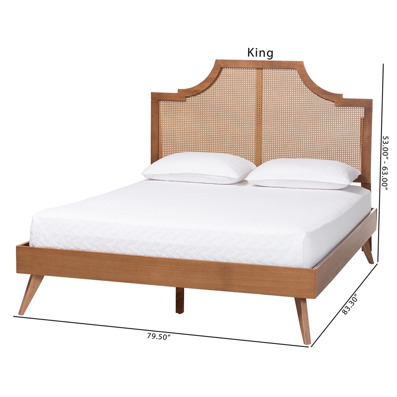 Baxton Studio Rodolfo Platform Bed Mid-Century Modern Bed King