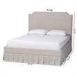 Baxton Studio Ronelyn Platform Bed with Pleated Skirt Fabric Bed Frame Queen