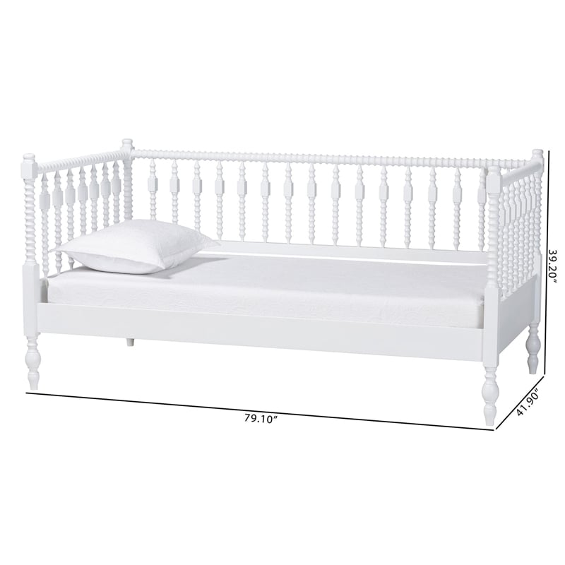 Baxton Studio Callison Spindle Daybed Turned Farmhouse Sofa Bed White Twin