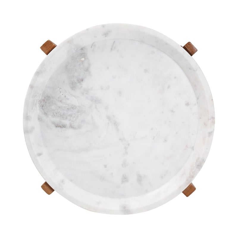 Baxton Studio Phaedra Round Marble End Table Modern Accent Table