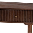 Baxton Studio Linore Fluted Wood Console Table 2-Drawer Oval Accent Table