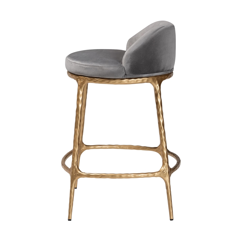 Baxton Studio Aarush Counter Stool Modern Rustic Seating with Metal Frame