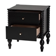Baxton Studio Callison Spindle Nightstand 2-Drawer Farmhouse Bedside Table Black