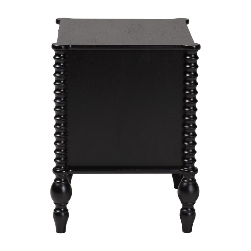 Baxton Studio Callison Spindle Nightstand 2-Drawer Farmhouse Bedside Table Black