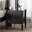 Baxton Studio Callison Spindle Nightstand 2-Drawer Farmhouse Bedside Table Black